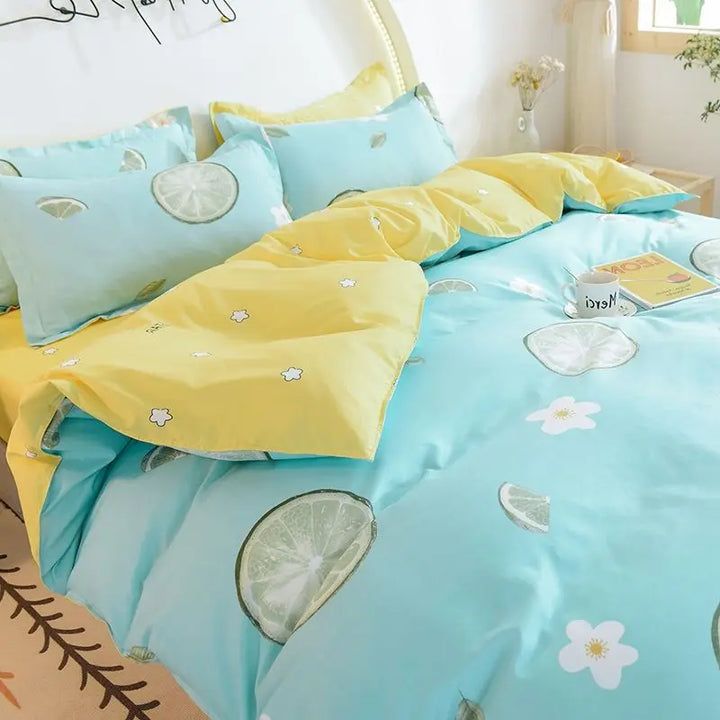 Rynx | Orange Bedding Set Girls Boys Bedding Sheet Plaid Duvet Cover No Filling 240x220 Single Double Queen King Bedding