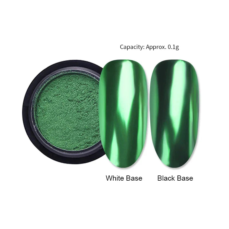 Rynx | Aurora Pearl White Nails Glitter Dust Chrome Gradient Rubbing on Powder Mirror Reflective Magnetic Pigment Nail Art Decorations