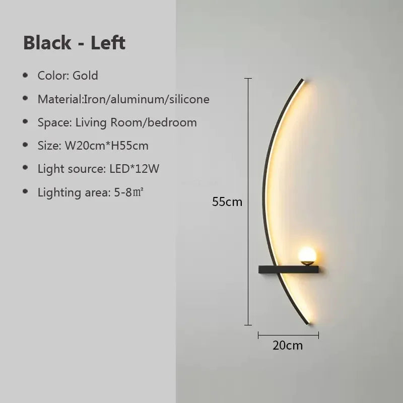 Lisslune | Contemporary Edge Wall Lamp – Black & Gold Indoor/Outdoor Lighting for Modern Spaces