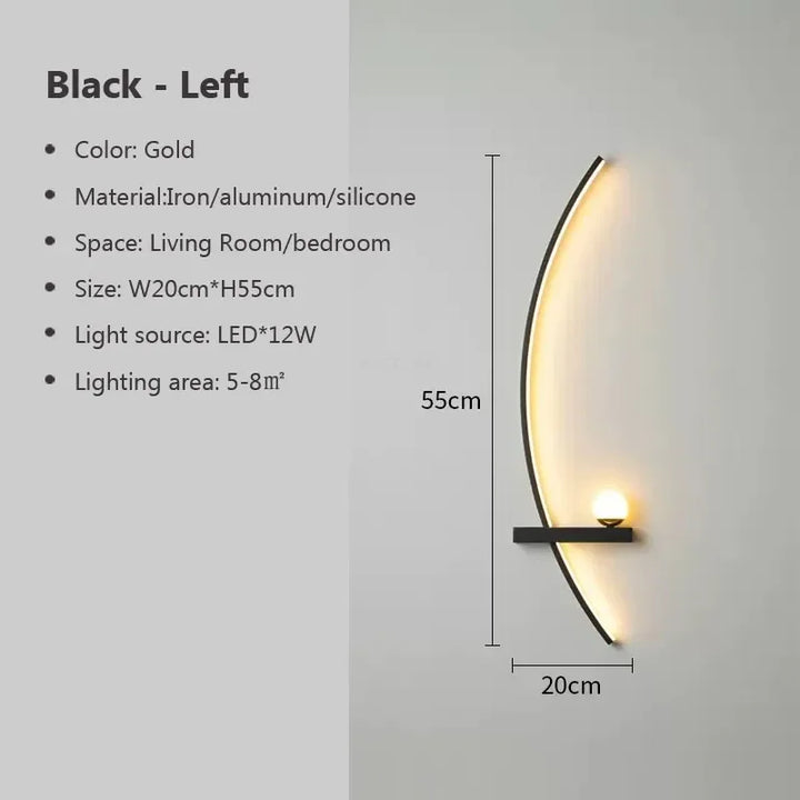 Lisslune | Contemporary Edge Wall Lamp – Black & Gold Indoor/Outdoor Lighting for Modern Spaces