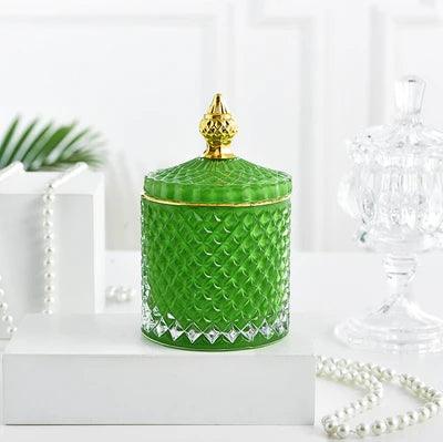 Lisslune | Amber Radiance Crystal Glass Storage Jar with Lid for Jewelry and Event Decor