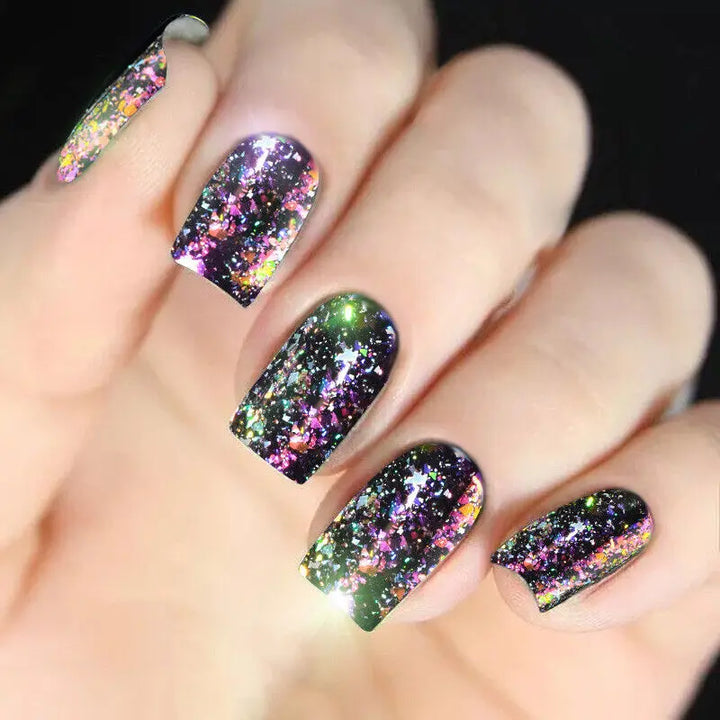 Rynx | 1 Glass Chameleon Nail Flakes Irregular Aluminum Foil UV Gel Polish Nail Sequins Paillettes Manicure Art Decoration Glitter Powder