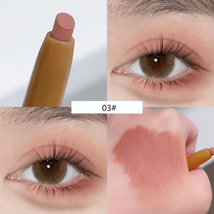 Rynx | Double-sided silky matte eyeshadow pencil Rose Brown Glitter Nude eyeshadow pencil with eyeshadow halo color brush 2 in 1
