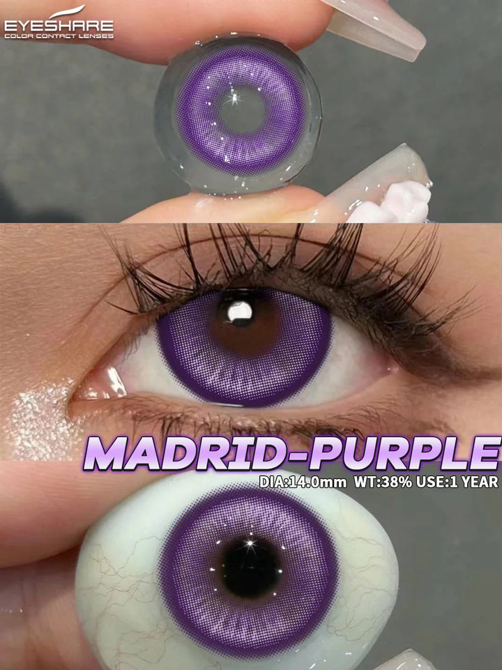 Rynx | 1 Pair Colored Contact Lenses Purple Eye Lenses Yearly Cosplay Red Lenses Cosmetic Contact Halloween Gentle Makeup Pupils