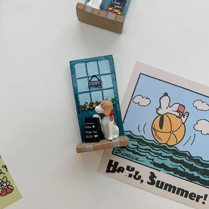 Rynx | House and Dog Refrigerator Stickers INS Cartoon Door Decorative Magnet Stickers Puppy Magnet Stickers Photo Notice Board Stick