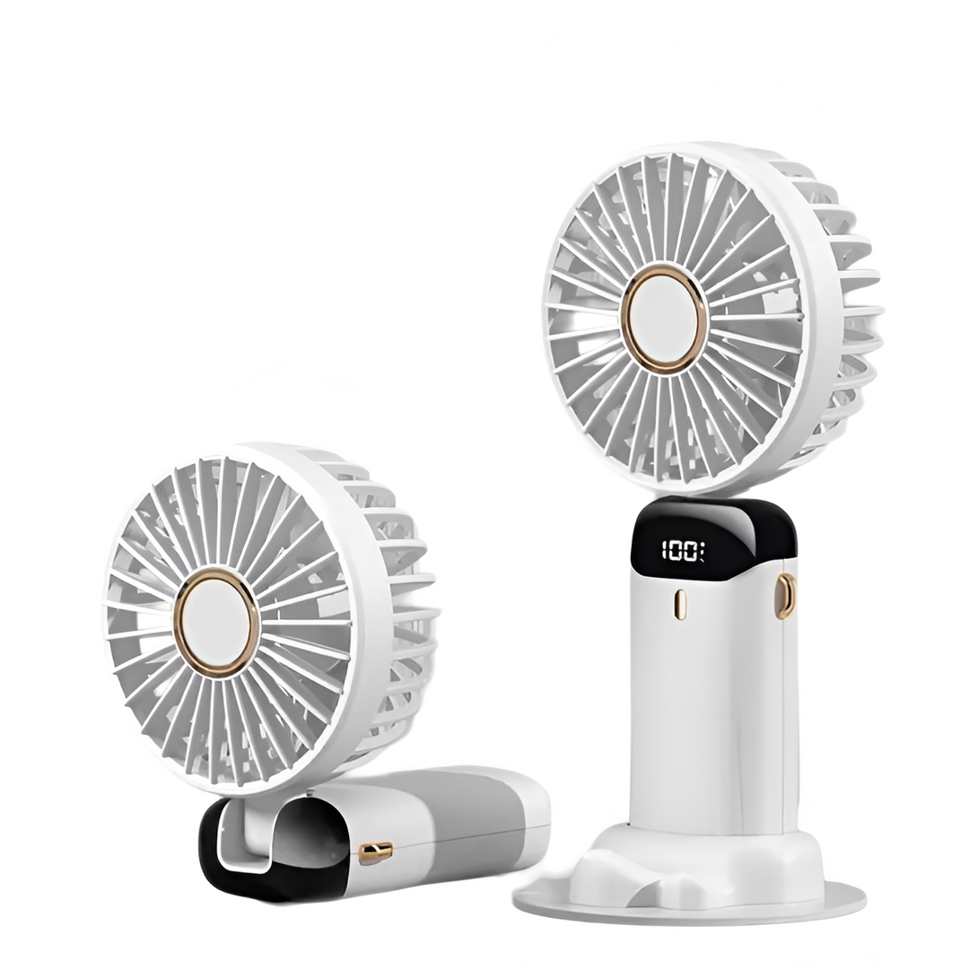Lisslune | Rechargeable Handheld Mini Fan | 5-Speed, 90-Degree Adjustable & Quiet for Office, Home & Outdoor Use