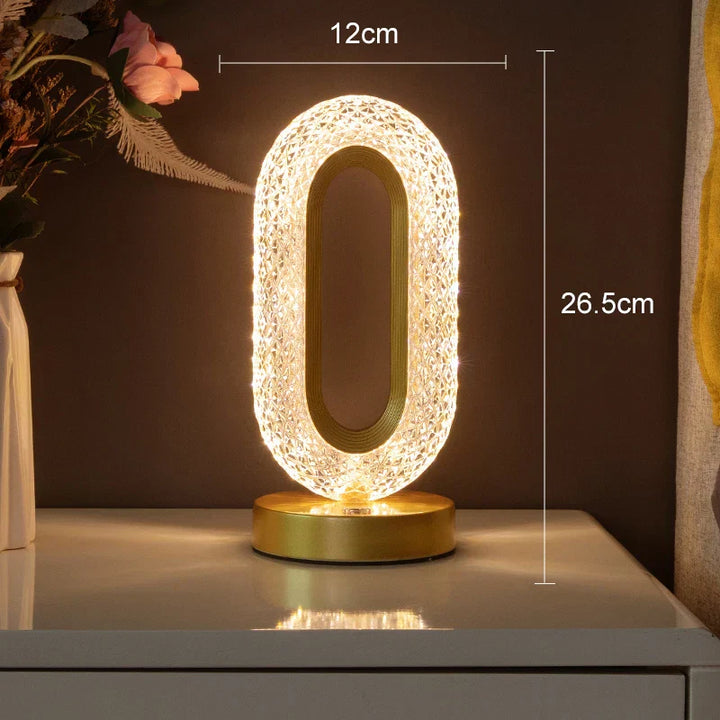 Lisslune | Crystal LED Table Lamp: Dimmable, USB Charging, Touch & Remote Control