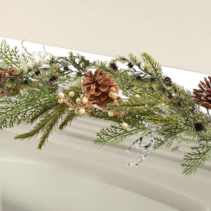 Rynx 150cm Christmas Wreath Rattan Artificial Vine Hanging Floral Garland Christmas Decorations for Home Christmas Fireplace Door Decor