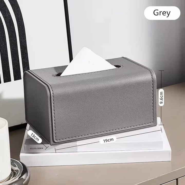 Rynx | Household Fabric Box Leather Napkin Holder Rectangular Wet Tissue Case Living Room Office Decorative Car Organizer Desk Storage Box