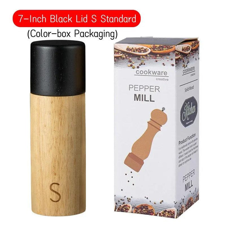 Lisslune | Elegant 7-Inch Salt and Pepper Mill Set with Stylish Wooden Holder for Gourmet Dining