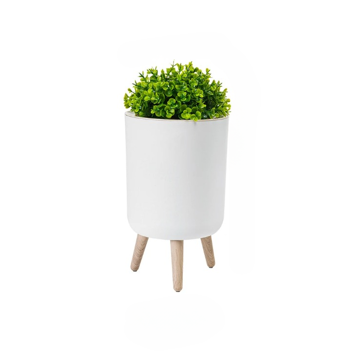 Lisslune | Wooden High Foot Trash Can with Press Cover – EcoBin