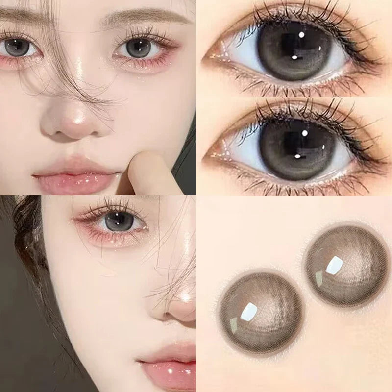 Lisslune | 1Pair New Natural Eye Color Contact Lenses with Prescription Gray Lens Myopia Degree Soft Beautiful Pupil Fast Shipping
