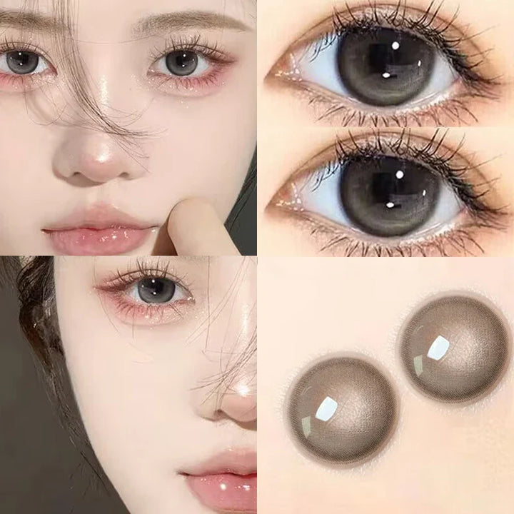 Lisslune | 1Pair New Natural Eye Color Contact Lenses with Prescription Gray Lens Myopia Degree Soft Beautiful Pupil Fast Shipping