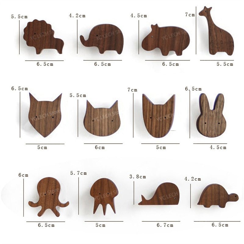Lisslune | Cute Animal Walnut Wood Coat Hook
