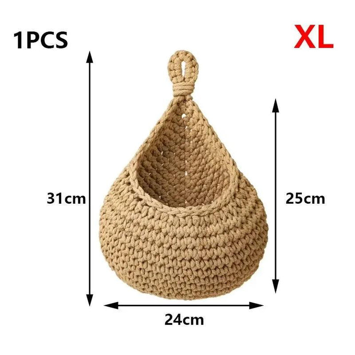 Lisslune | Sustainable Bohemian Jute Rope Hanging Basket for Elegant Fruit Presentation