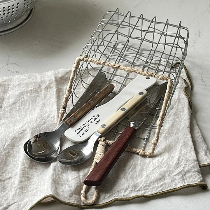 Rynx | Nordic hanging storage basket handcrafted metal organizer kitchen tableware small items snacks support home decor accessories