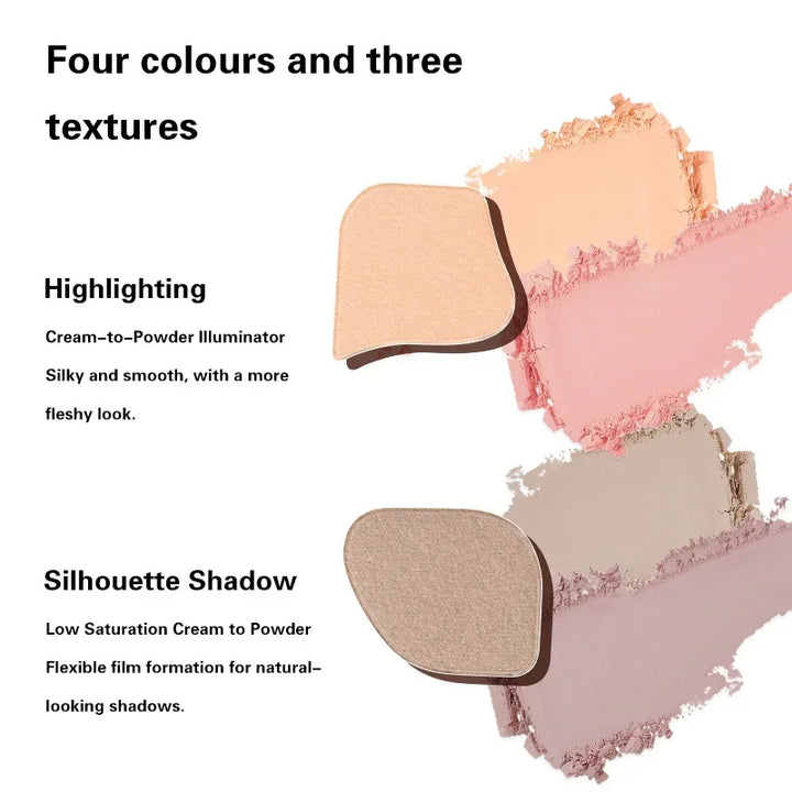 Rynx | 4 Color Eyeshadow Palette Blush Eyeliner Eyeshadow Highlighter Contour Palette Eye Makeup Sweet Beauty Cosmetics