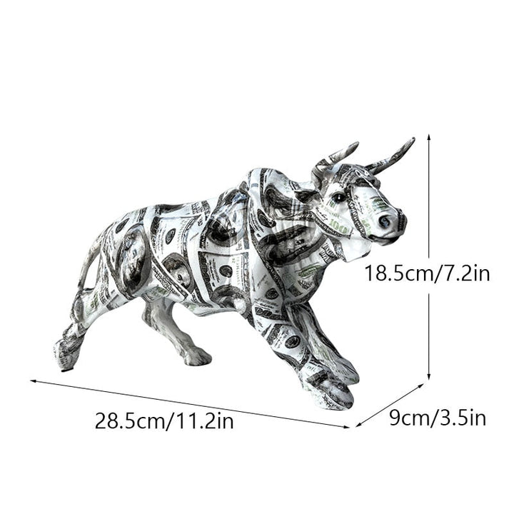 Lisslune | Graffiti-Painting Resin Bull Figures Home Living Room Bedroom Office Desktop Feng Shui Ornaments Collection Statues