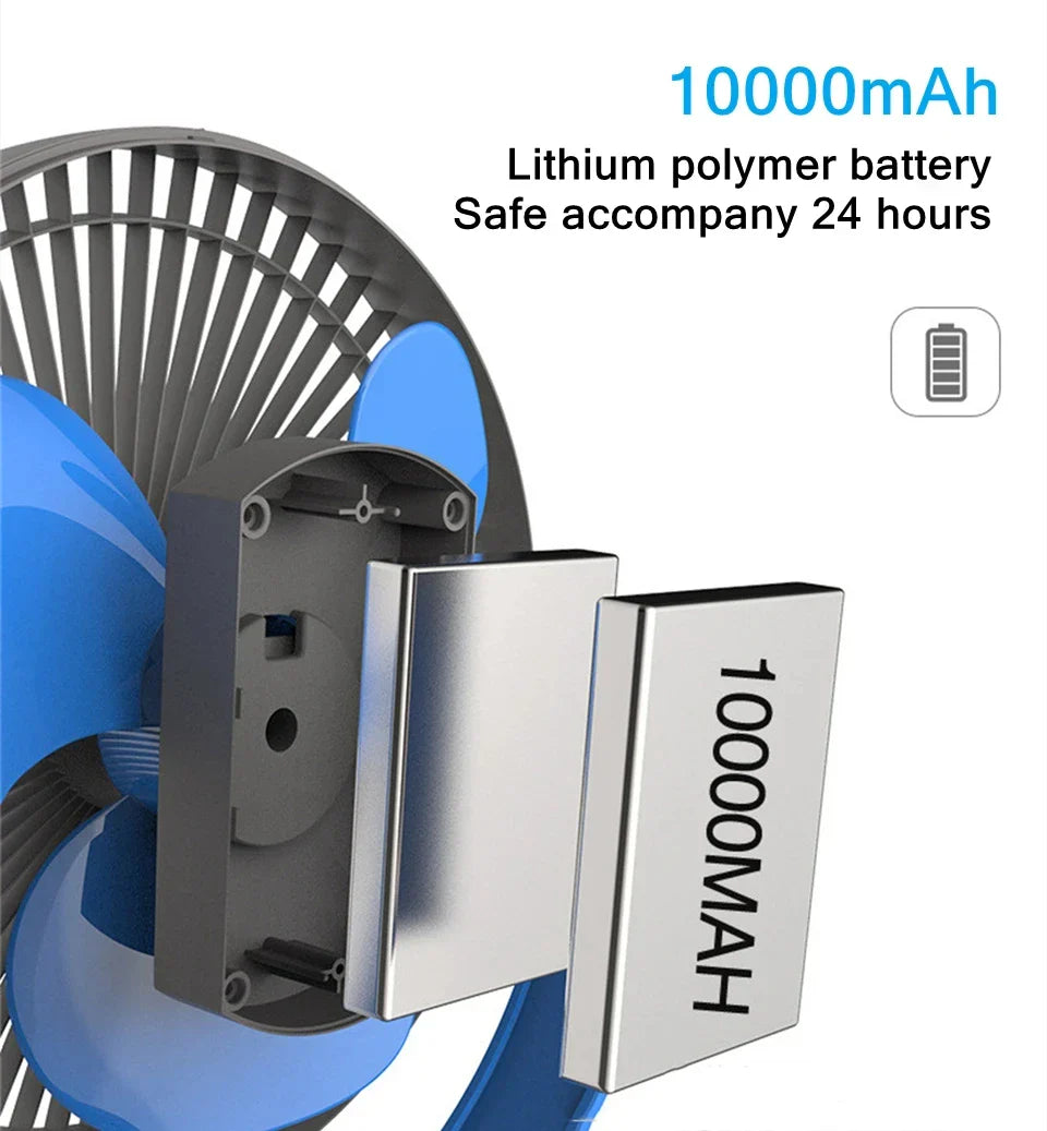 Lisslune | Portable USB Rechargeable Fan with 10000mAh Battery & Clip – Zephyr