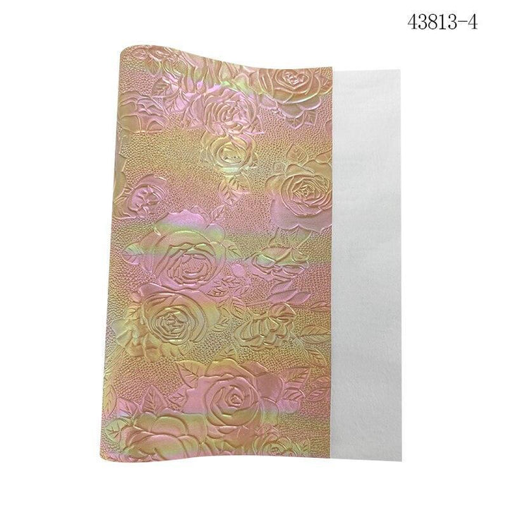 Lisslune | Elegant Rose Embossed Synthetic Leather Craft Sheets for Creative Projects