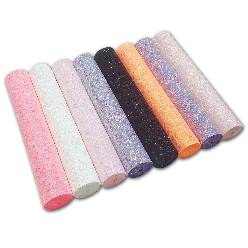 Lisslune | Sparkling Black and White Chunky Glitter Synthetic Leather Craft Sheet for Creative DIYs
