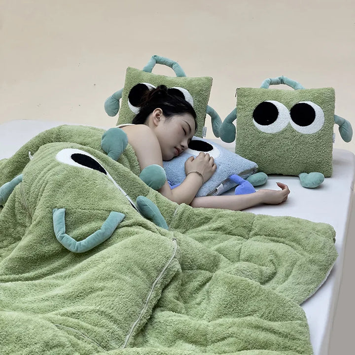 Lisslune | Cute Monster Portable Soft Throw Pillow Blanket