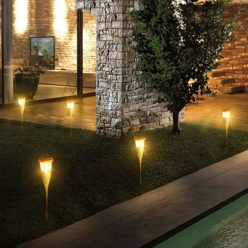 Lisslune | Solar Torch 5-Piece Set | Flame Effect LED Garden Lights | Solar Powered | Decorative Light for Outdoors