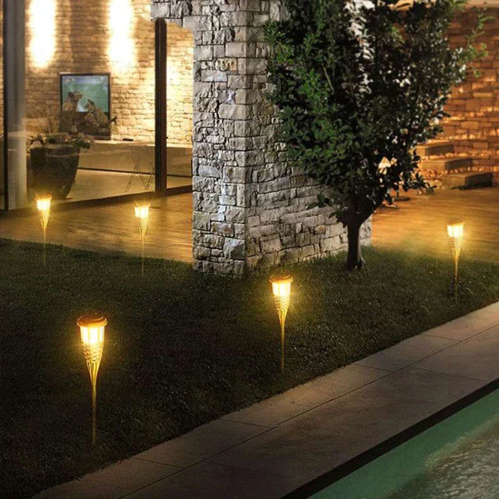 Lisslune | Solar Torch 5-Piece Set | Flame Effect LED Garden Lights | Solar Powered | Decorative Light for Outdoors