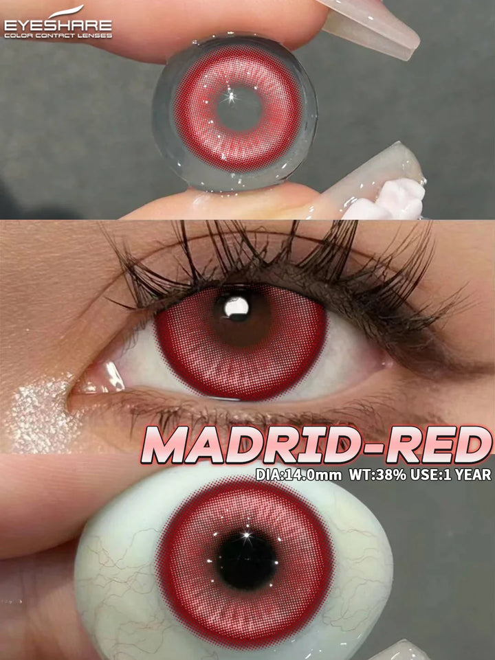 Rynx | 1 Pair Colored Contact Lenses Purple Eye Lenses Yearly Cosplay Red Lenses Cosmetic Contact Halloween Gentle Makeup Pupils