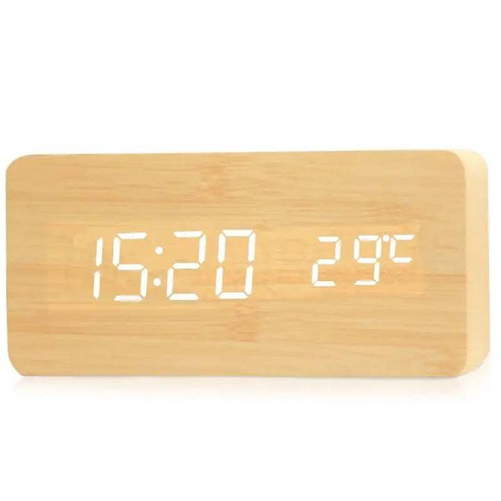 Lisslune | Digital alarm clock made of wood | LED display | Modern design | Silent | Eco-friendly