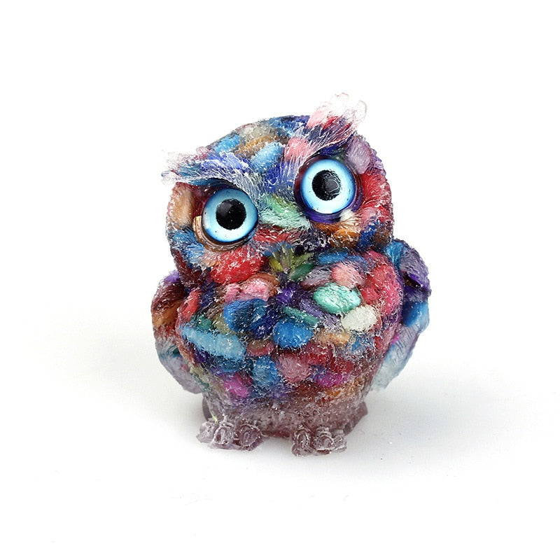 Lisslune | Natural Crystal Owl Figurine: Handmade Collector's Item
