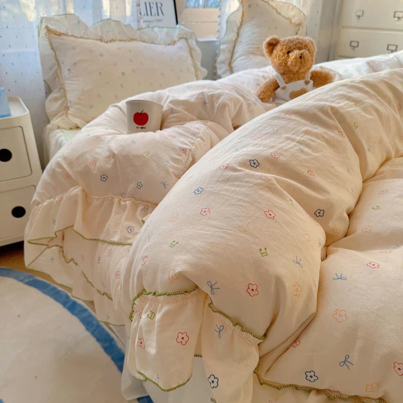 Rynx | Cute Print Bed Sheet Set Girls' Room Bedding Set Single/Double/Queen/King Size Bedding Set Soft Bedding sábanas para cama