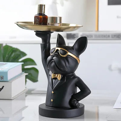 Lisslune | French Bulldog Figurine with Tray for Stylish Decoration