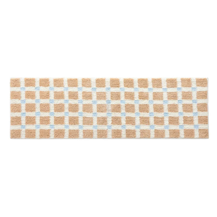 Rynx | Geometric Tuffing Grid Bathroom Mat Long Living Room Rug Bath Mat Bedside Runner Soft Bedroom Floor Cushion Aesthetic Home Decor