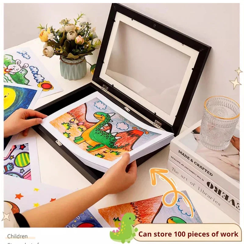 Lisslune | Magnetic Wooden Kids Easy Open Art Frame
