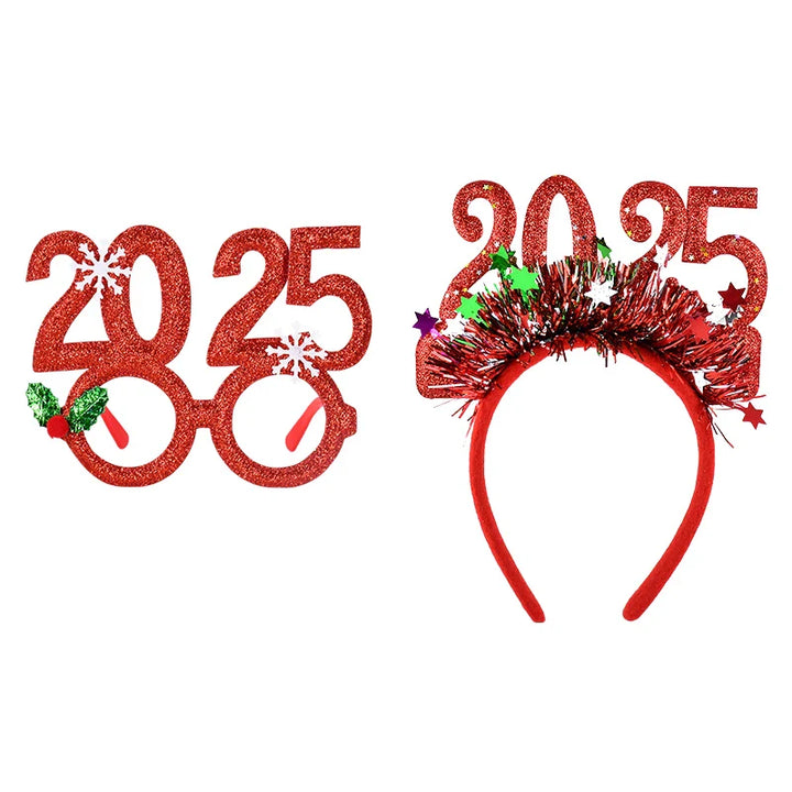 Rynx Christmas Photo Props Glasses Frames Headband Kids Adults New Year's Headwear Christmas Party Decoration Navidad Gift