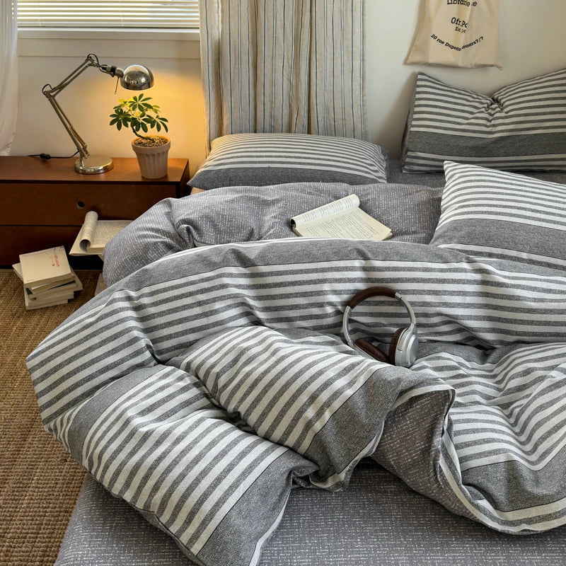 Lisslune | 100% Baumwolle Karo Style Bettbezug Set mit 2 Kissenbezügen - Weiche & Atmungsaktive Bettwäsche, Hypoallergen, Pflegeleicht