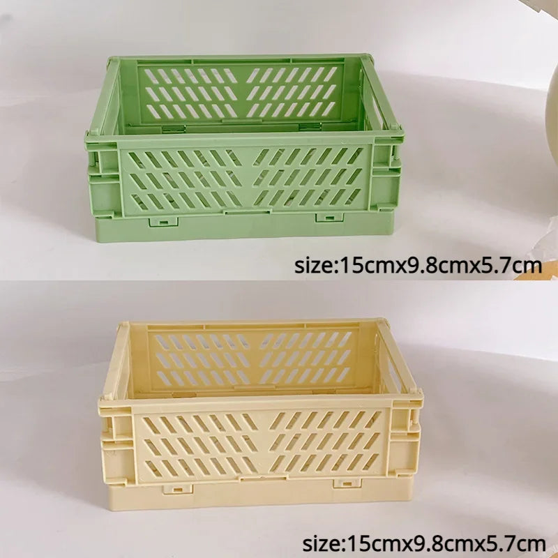 Rynx | Plastic foldable storage box folding box basket stackable cute makeup jewelry toy boxes for storage box organizer portable
