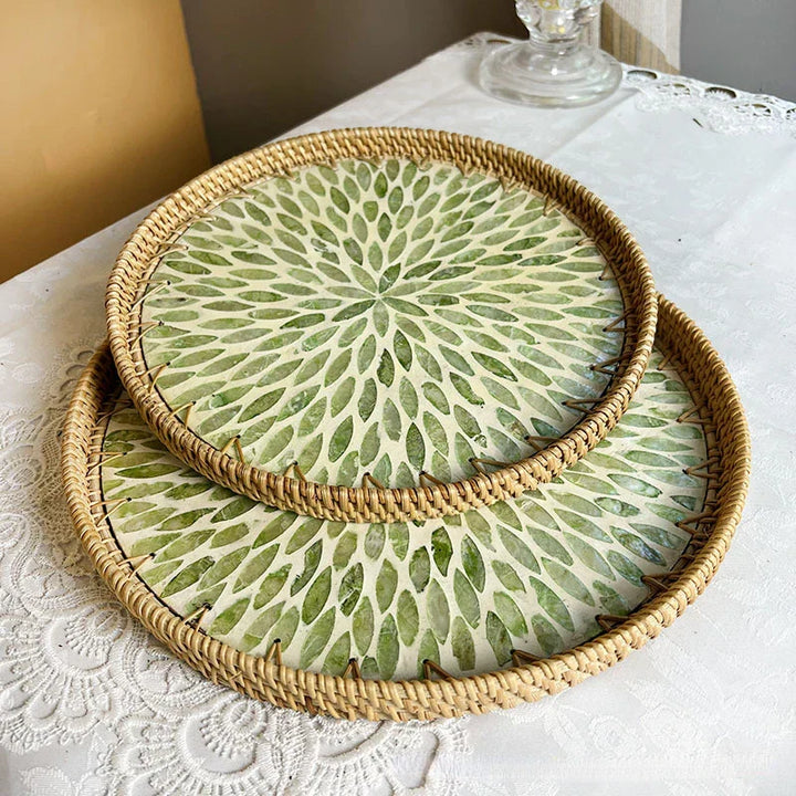 Lisslune | Lotus Leaf Rattan & Shell Fruit Bowl Tray