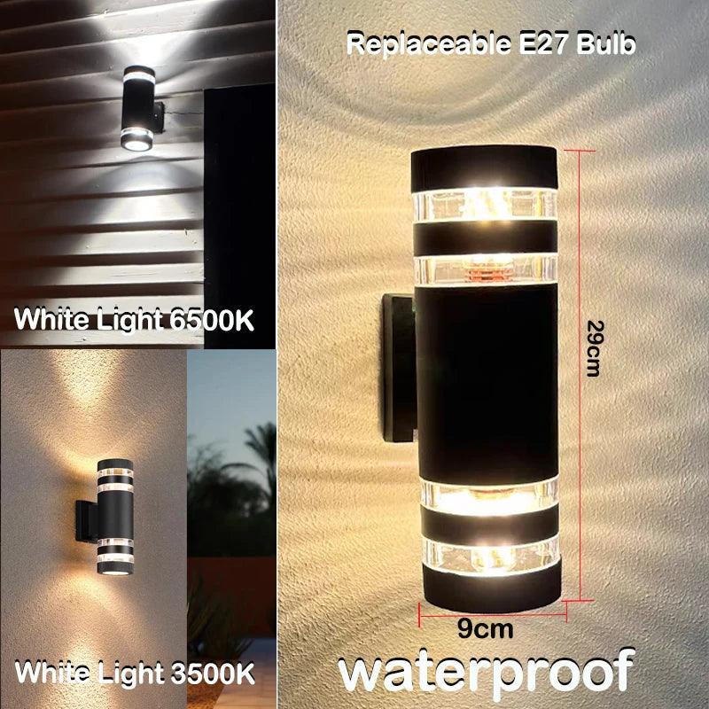 Lisslune | LumiBloc LED Outdoor Wall Light – Modern IP65 Up & Down Design with E27 Socket