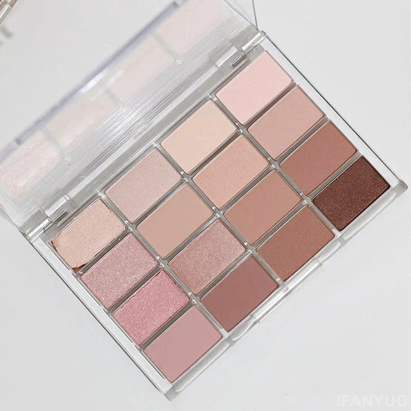 Rynx | 16 Colors Eyeshadow Palette Low Saturated Pink Pink Pearlescent Matte Glitter Eyeshadow Shiny Eyeshadow Long-lasting Eye Makeup