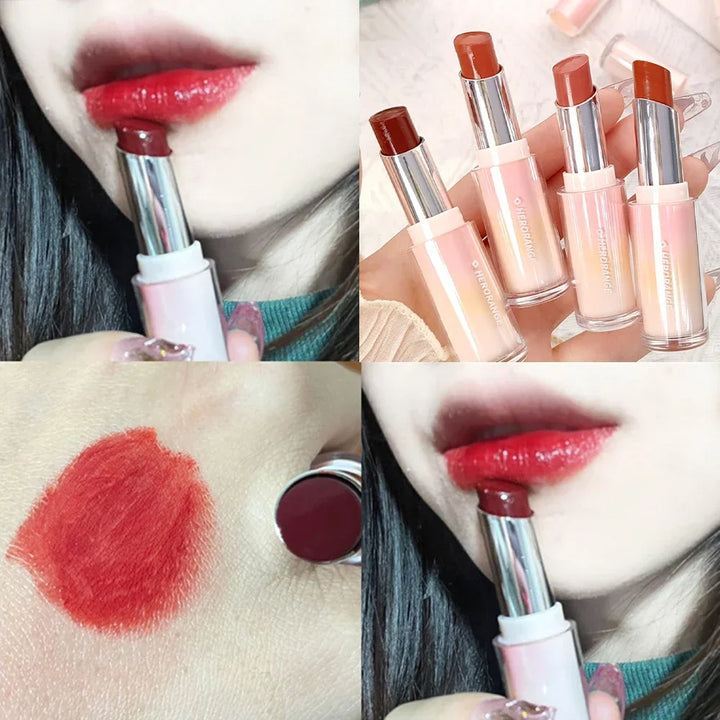Rynx | Tinted Moisturizing Lipstick Waterproof Mirror Jelly Cherry Red Lip Lacquer Long-lasting Non-Sticky Cup Clear Solid Lip Gloss Cosmetics