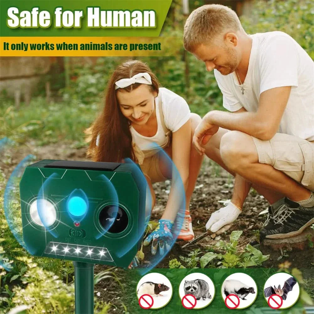 Lisslune | ULTRAGUARD ANIMAL REPELLER – Ultrasonic Animal Repeller with LED Light – Weatherproof & Battery Operated for Garden & Outdoor Use