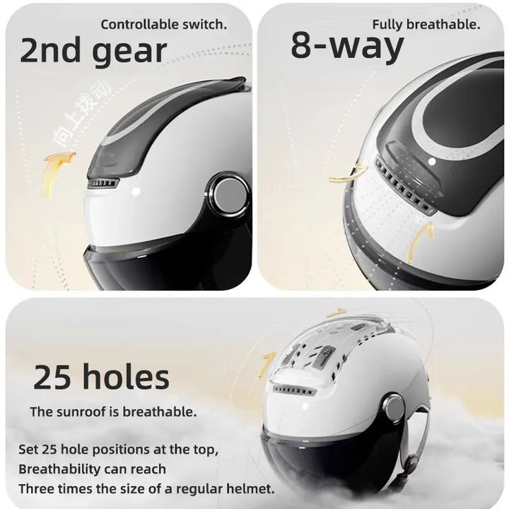 Lisslune | Open Face Motorcycle Helmet with Dual Lenses & Breathable Summer Design – RiderMax