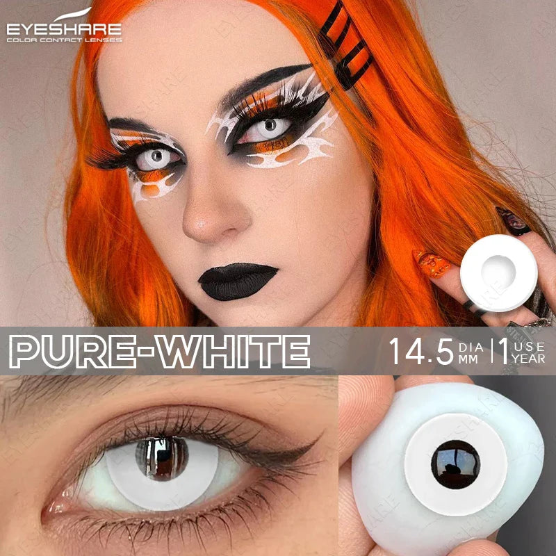 Rynx | 2pcs Halloween White Contact Lenses Anime Color Cosplay Black Lenses Crazy Red Beauty Makeup Lens Multicolor Lens