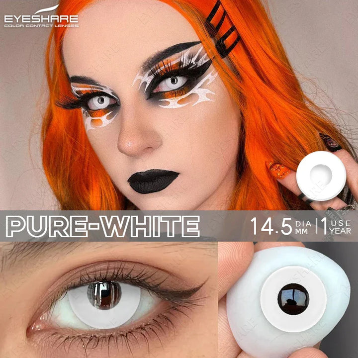Rynx | 2pcs Halloween White Contact Lenses Anime Color Cosplay Black Lenses Crazy Red Beauty Makeup Lens Multicolor Lens