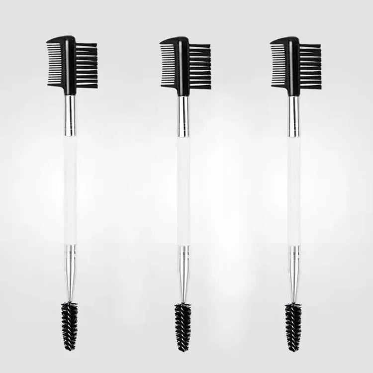 Rynx | Double-Sided Wooden Handle Eyebrow Brush Eyelash Brush 2 In 1 Professional Makeup Brush Eyelash Curler Diagonal Corner Brush