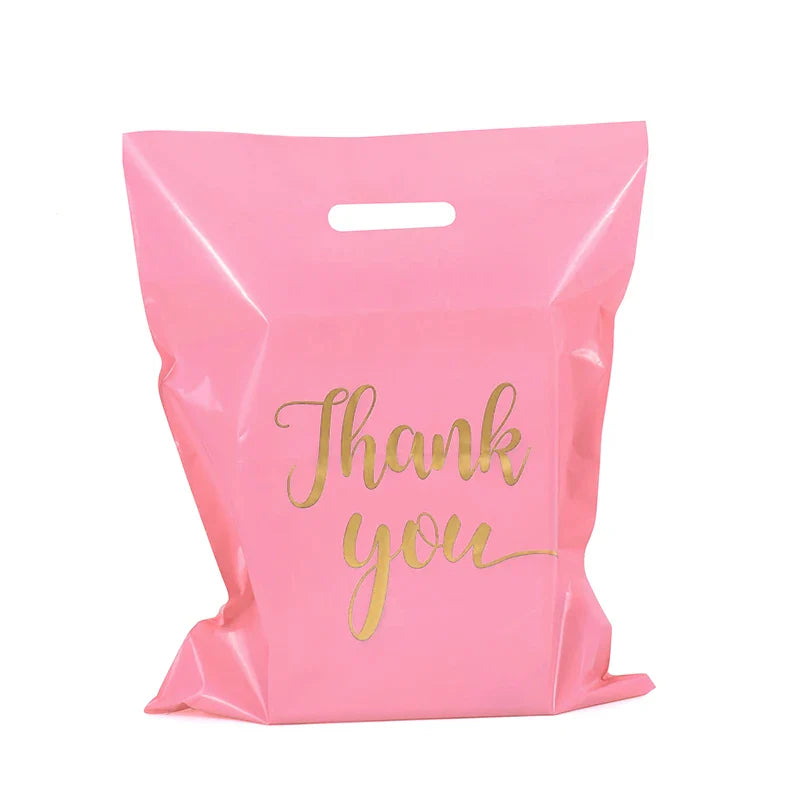 Rynx 10pcs Thank You Gift Bags for Wedding Birthday Bachelor Party Gift Packaging Plastic Goodie Treat Bag Small Business Supplies