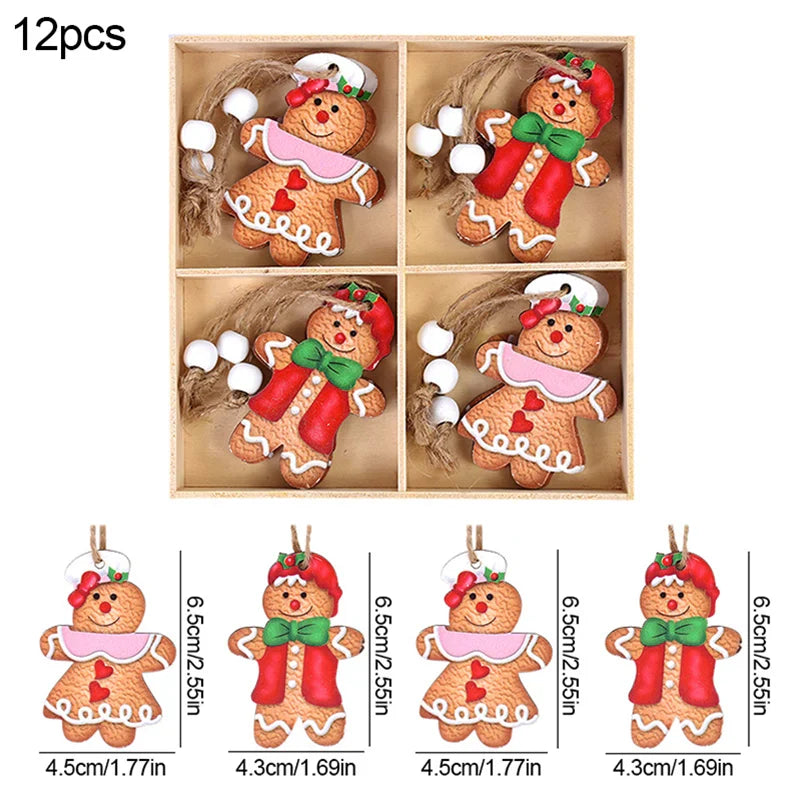 Rynx Christmas Wood Pendant Gingerbread Man Gnome Christmas Tree Hanging Decoration Noel Navidad Decorations for Home New Year Gift