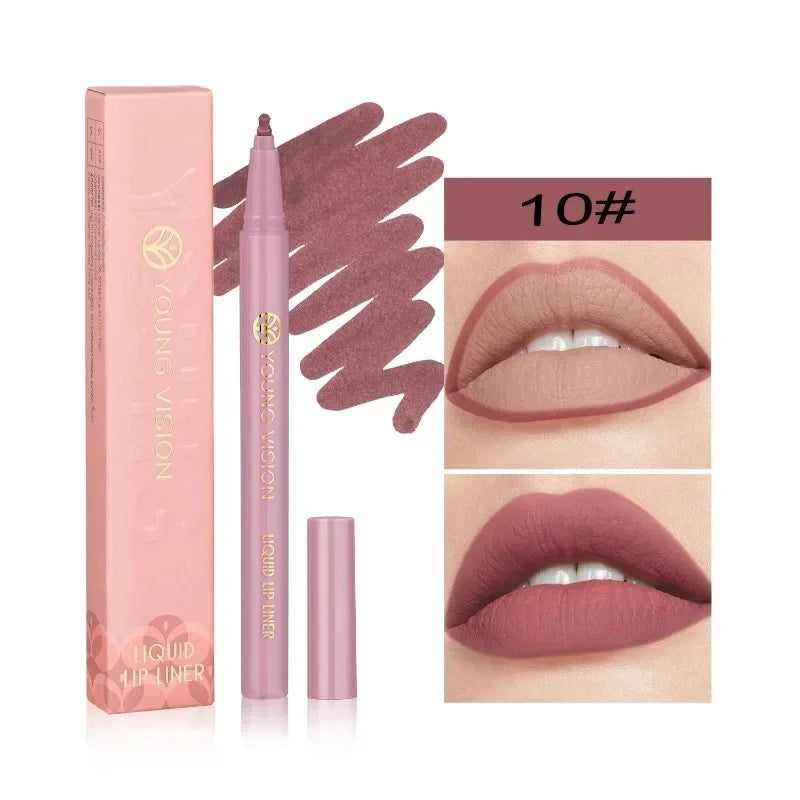 Lisslune | Mattes Flüssig-Lippenkonturenstift Schwammspitzen Lippenkonturenstift Nude Pink Lippenstiftstift Lang anhaltende Samt Schnell trocknende Lippenlack Feuchtigkeitsspendender Lippenstift